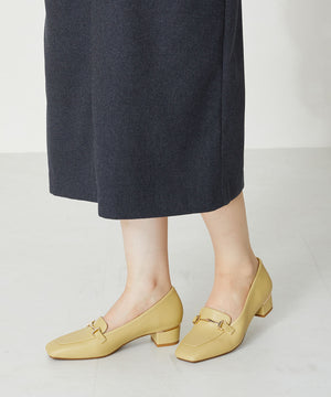 メタリックラインビットヒールローファー/32303