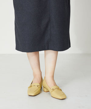 メタリックラインビットヒールローファー/32303