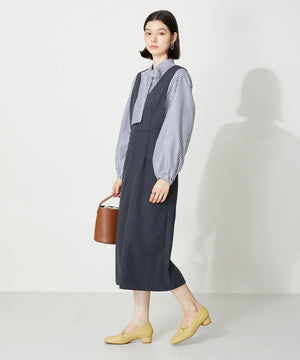 メタリックラインビットヒールローファー/32303