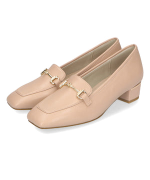 メタリックラインビットヒールローファー/32303