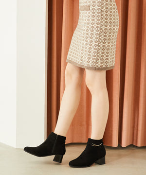 ビットモチーフミドルヒールブーツ/32406