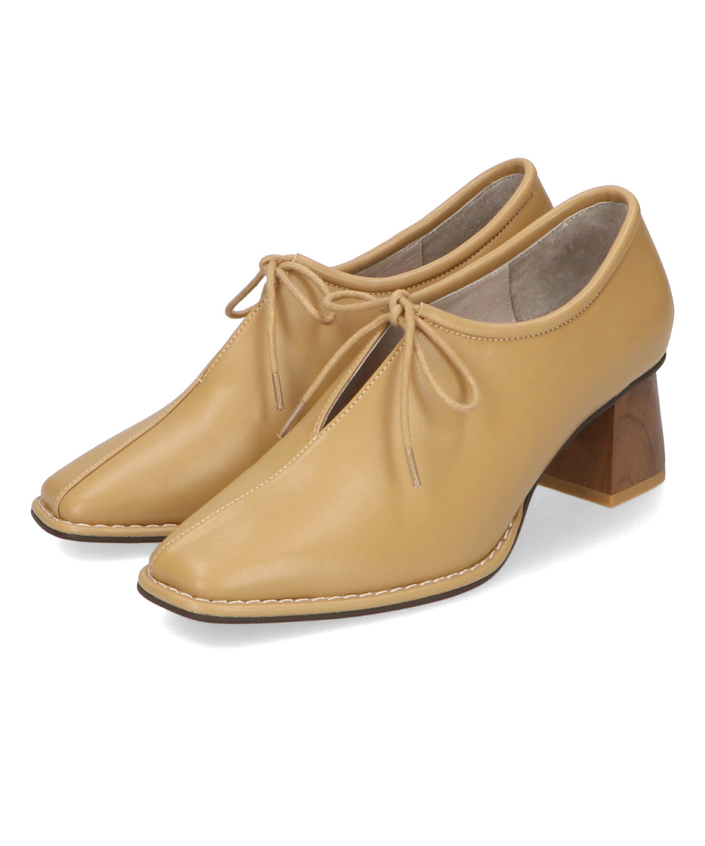 【WEB限定】ウッドヒール甲深パンプス/41307