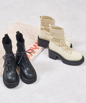 ニットドッキングレースアップブーツ/41402