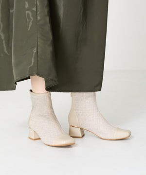 ツイード切替スクエアトゥブーツ/41404