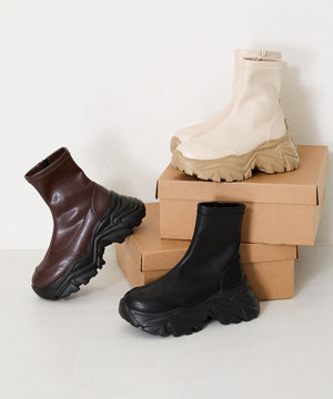 スニーカーソールショートブーツ/41412【ブラックのみ12月上旬発送予定】