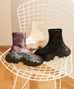 スニーカーソールショートブーツ/41412【ブラックのみ12月上旬発送予定】