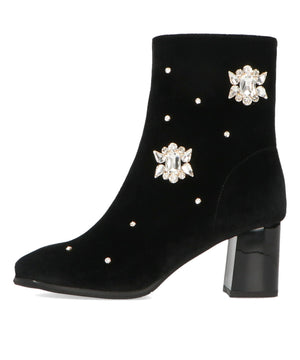 ビジュー×ラウンドトゥベロアブーツ/41418