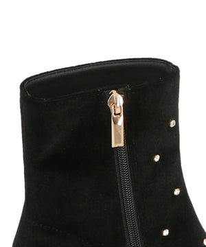 ビジュー×ラウンドトゥベロアブーツ/41418