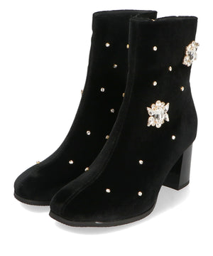 ビジュー×ラウンドトゥベロアブーツ/41418