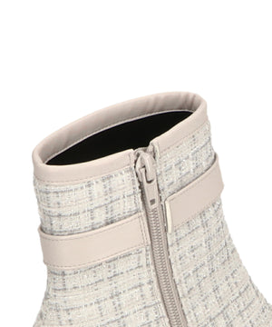 ビジューバックルツイードヒールブーツ/41419