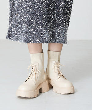 【WEB限定】ニットソックスレースアップブーツ/41431