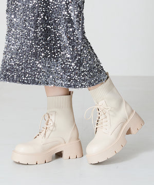 【WEB限定】ニットソックスレースアップブーツ/41431