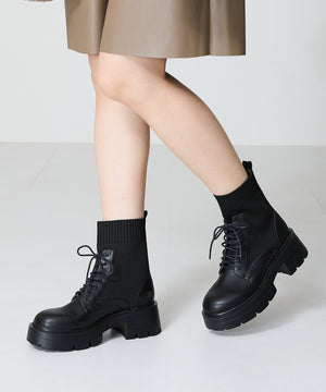 【WEB限定】ニットソックスレースアップブーツ/41431