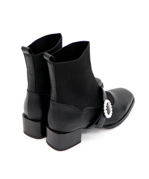 【WEB限定】パールモチーフニットドッキングショートブーツ/41435