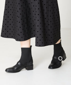 【WEB限定】パールモチーフニットドッキングショートブーツ/41435