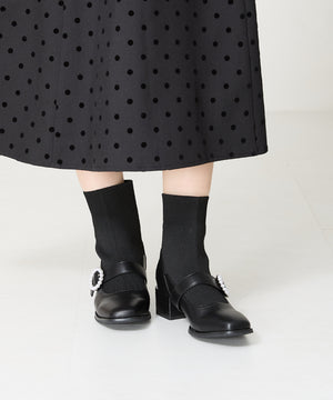 【WEB限定】パールモチーフニットドッキングショートブーツ/41435