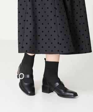 【WEB限定】パールモチーフニットドッキングショートブーツ/41435