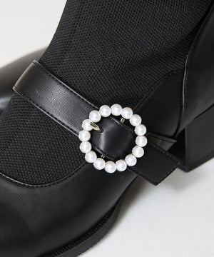【WEB限定】パールモチーフニットドッキングショートブーツ/41435