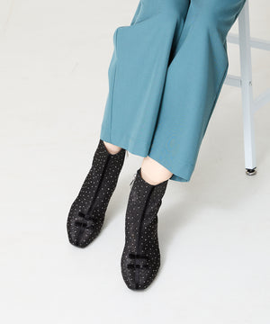 リボンモチーフラインストーンヒールブーツ/41436