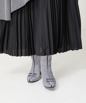 リボンモチーフラインストーンヒールブーツ/41436