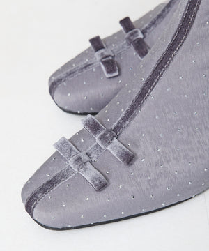 リボンモチーフラインストーンヒールブーツ/41436