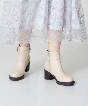 バックルデザインタンクソールヒールブーツ/42408