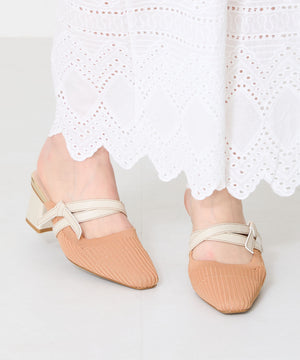 ニット×リボンミュールパンプス/51120