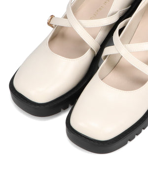 厚底クロスストラップパンプス/51121