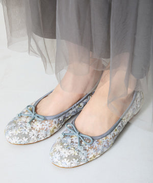 花柄チュールバレエパンプス/51122