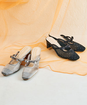 リボンベルトラインストーンシアーミュール/51124