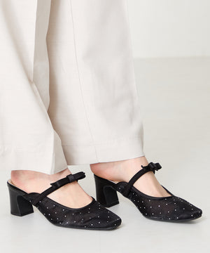 リボンベルトラインストーンシアーミュール/51124