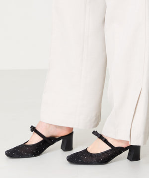 リボンベルトラインストーンシアーミュール/51124