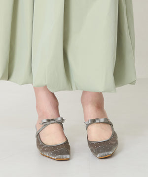 リボンベルトラインストーンシアーミュール/51124