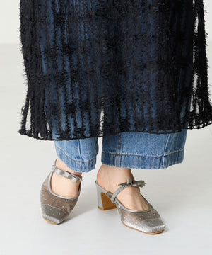 リボンベルトラインストーンシアーミュール/51124