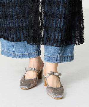 リボンベルトラインストーンシアーミュール/51124