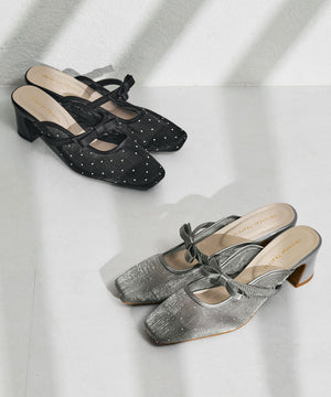 リボンベルトラインストーンシアーミュール/51124