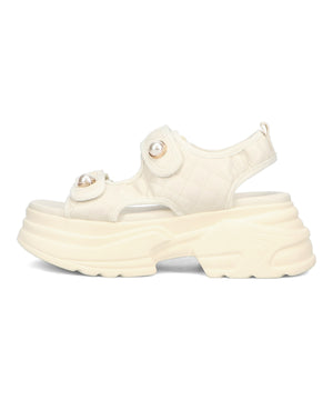 キルティングパールボタン厚底サンダル/51213