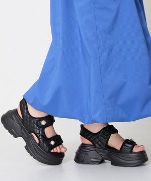 キルティングパールボタン厚底サンダル/51213