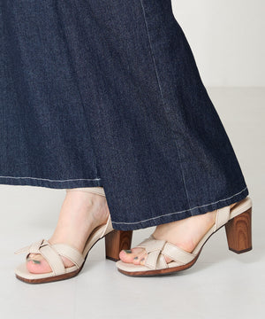 リボンベルトウッドヒールサンダル/51225