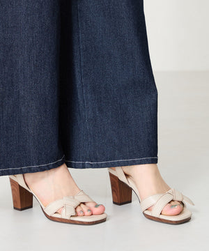 リボンベルトウッドヒールサンダル/51225