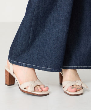 リボンベルトウッドヒールサンダル/51225