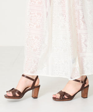 リボンベルトウッドヒールサンダル/51225