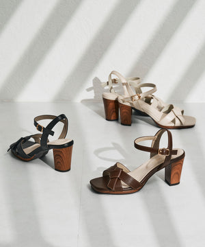 リボンベルトウッドヒールサンダル/51225
