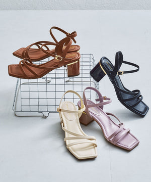 【新色追加】アシンメトリーストラップヒールサンダル/51230