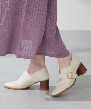 ウッドヒールベルトパンプス/51303