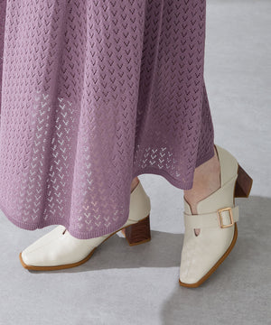 ウッドヒールベルトパンプス/51303