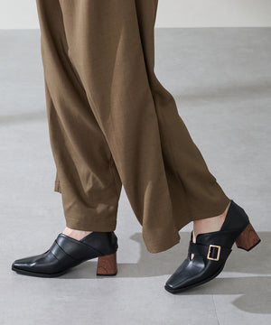 ウッドヒールベルトパンプス/51303