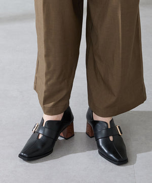 ウッドヒールベルトパンプス/51303