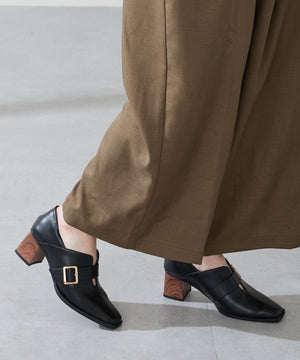 ウッドヒールベルトパンプス/51303