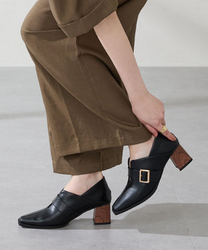 ウッドヒールベルトパンプス/51303